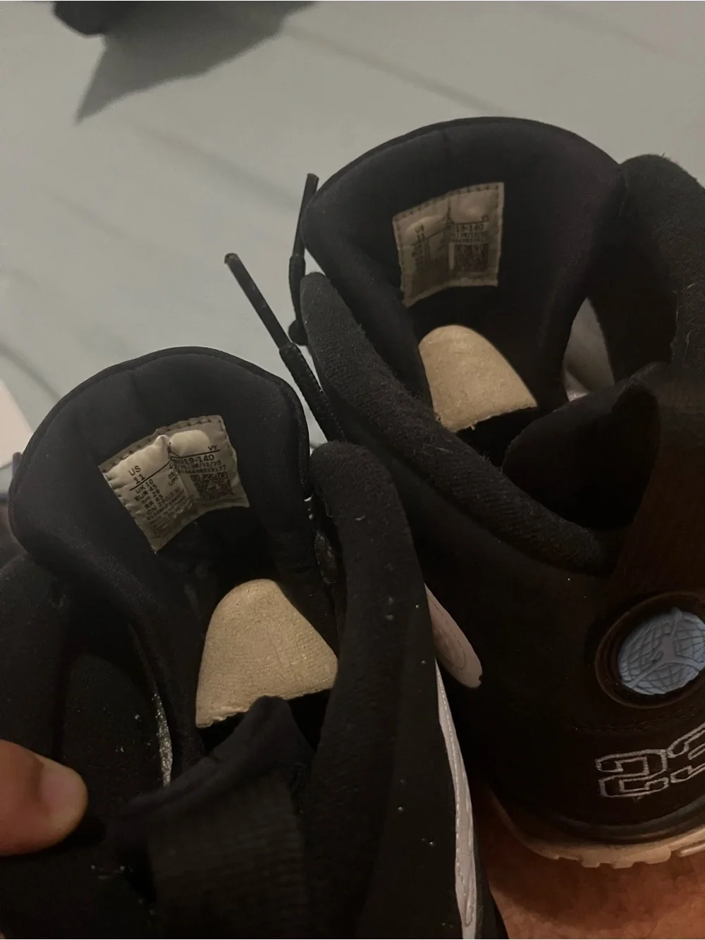 Jordan Black and White Basketball Shoes with Light Blue Jumpman